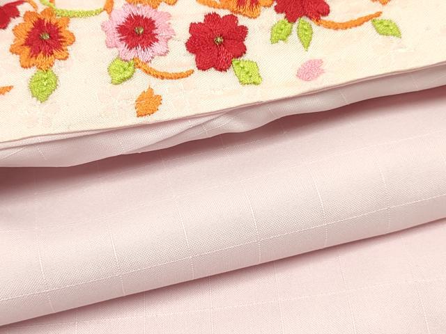 平和屋着物[]女の子　子供　長襦袢　袷　薄桜色　半衿刺繍　DABC5261ma