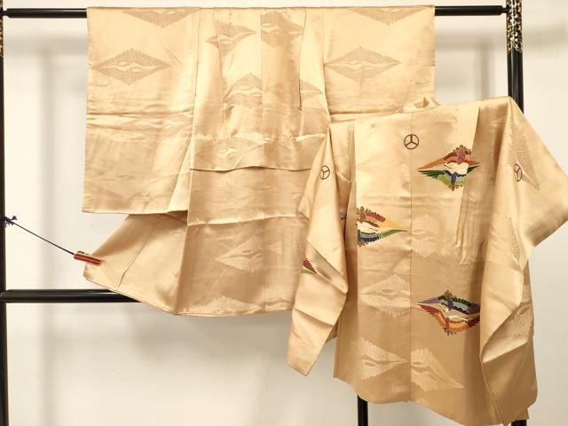 平和屋着物[]七五三　男の子　祝着・羽織セット　双鶴文　金彩　逸品　DABC5263ma