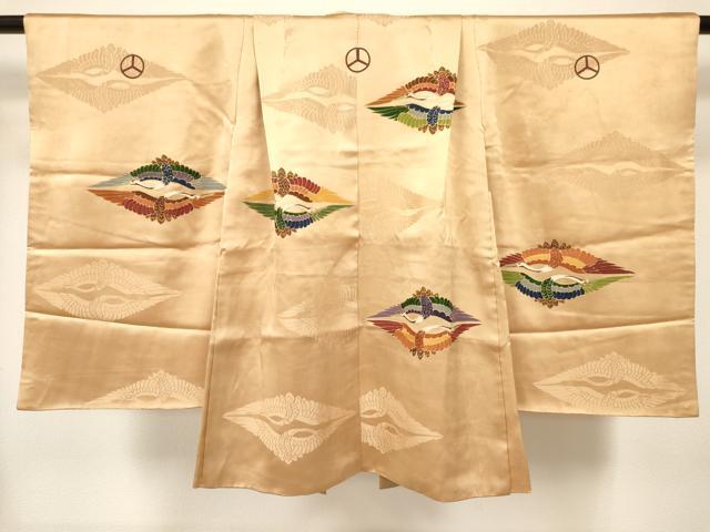 平和屋着物[]七五三　男の子　祝着・羽織セット　双鶴文　金彩　逸品　DABC5263ma