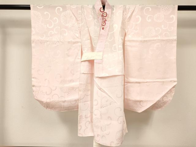 平和屋着物[]七五三　女の子　３歳　祝着　三つ身　長襦袢(無双仕立て・半衿刺繍)セット　枝梅文　金彩　逸品　DABC5264ma