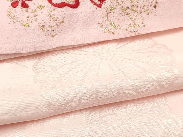 平和屋着物[]七五三　女の子　３歳　祝着　三つ身　長襦袢(無双仕立て・半衿刺繍)セット　枝梅文　金彩　逸品　DABC5264ma