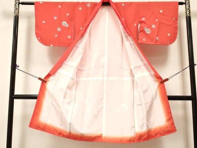 平和屋着物[]七五三　女の子　７歳　祝着　四つ身　羽織セット　鞠花文　洗える着物　未使用　DABC5266ma