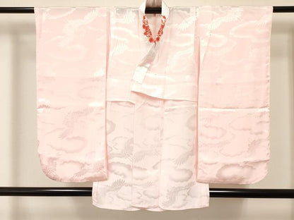 平和屋着物[]七五三　女の子　７歳　祝着　四つ身　襦袢(無双仕立て・半衿刺繍)セット　鞠花文　暈し染め　金銀彩　逸品　DABC5267ma