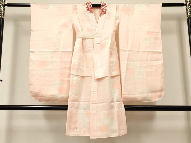 平和屋着物∵女の子　十三参り　子供　祝着・長襦袢(無双仕立て・半衿刺繍)セット　松竹梅　市松文様　逸品　DABC5268ma