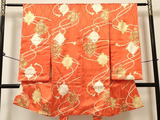 平和屋着物[]七五三　女の子　３歳　祝着　三つ身　長襦袢(袷)セット　花菱文　金彩　逸品　DABC5269ma