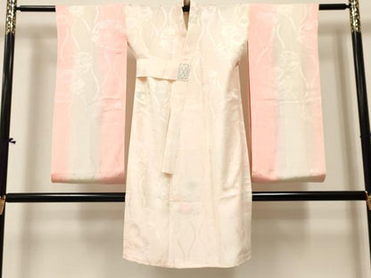 平和屋着物[]七五三　女の子　３歳　祝着　三つ身　長襦袢(袷)セット　花菱文　金彩　逸品　DABC5269ma