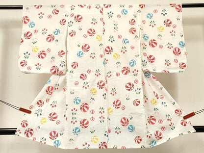 平和屋着物∴夏物 浴衣 女の子 子供 鞠洋花文 綿 逸品 DABC5271ma