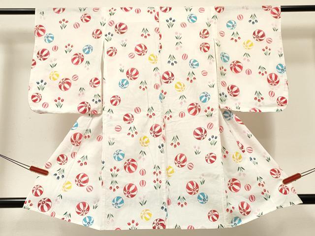 平和屋着物∴夏物 浴衣 女の子 子供 鞠洋花文 綿 逸品 DABC5271ma