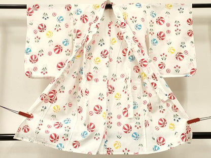平和屋着物∴夏物 浴衣 女の子 子供 鞠洋花文 綿 逸品 DABC5271ma