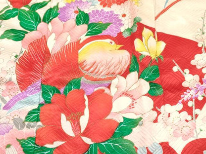 平和屋着物[]七五三　女の子　３歳　祝着　三つ身　地紙鴛鴦花文　金彩　逸品　DABC5273ma