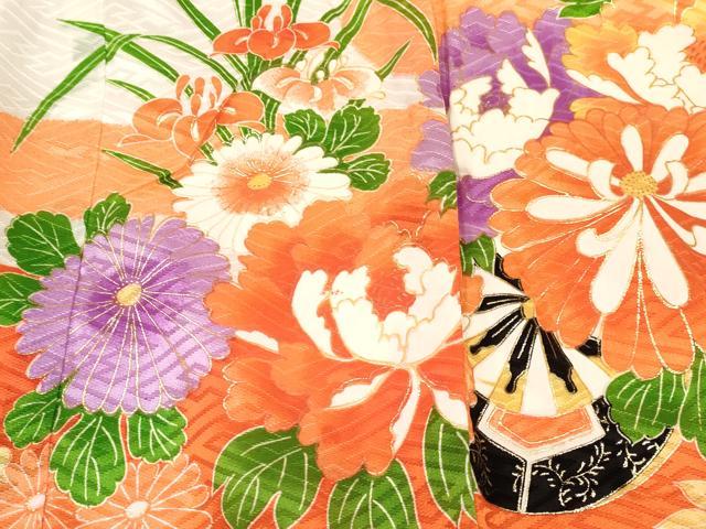平和屋着物[]七五三 女の子 ３歳 祝着 三つ身 駒刺繍 花車文 金彩 DABC5274ma