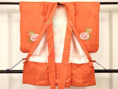 平和屋着物[]七五三　女の子　３歳　祝着　三つ身　総刺繍　御所車花文　金銀糸　逸品　DABC5275ma