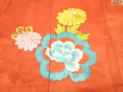 平和屋着物[]七五三　女の子　３歳　祝着　三つ身　総刺繍　御所車花文　金銀糸　逸品　DABC5275ma