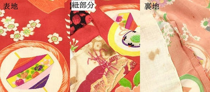 平和屋着物[]アンティーク　大正ロマン　七五三　女の子　３歳　祝着　三つ身　単衣　飛鶴冊子花文　逸品　DABC5282ma