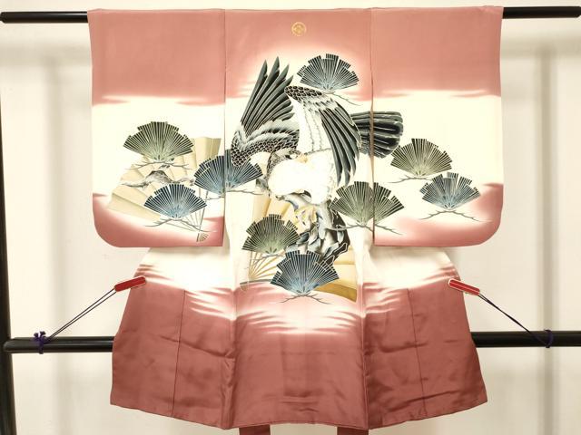 平和屋着物[]七五三 男の子 祝着 鷹 鷲 松文 暈し染め 金彩 逸品 DABC5283ma