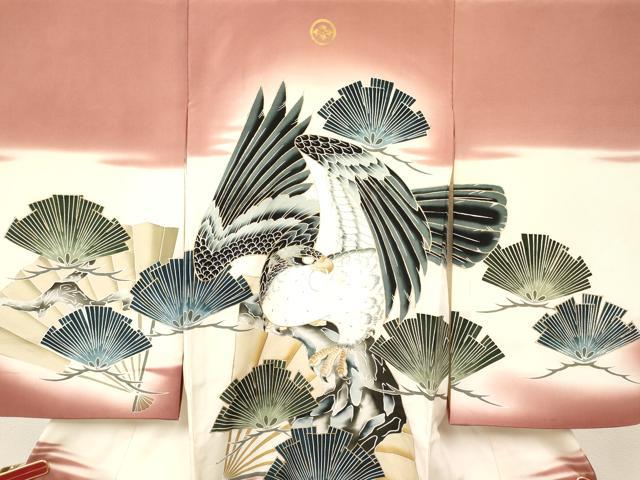 平和屋着物[]七五三　男の子　祝着　鷹　鷲　松文　暈し染め　金彩　逸品　DABC5283ma