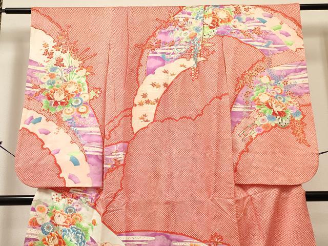 平和屋着物[]七五三 女の子 ７歳 祝着 四つ身 駒刺繍 雪芝花車文 金彩 逸品 DABC5285ma