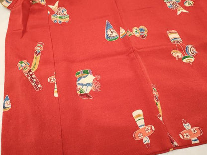 平和屋着物[]七五三 女の子 ３歳 祝着 三つ身 型染 玩具文 鬼しぼ縮緬 逸品 DABC5287ma