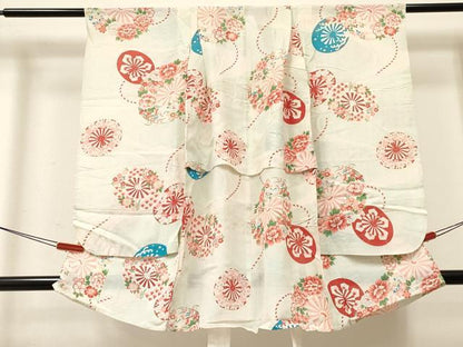 平和屋着物＊夏物 七五三 女の子 ３歳 祝着 三つ身 絽 源氏車花文 逸品 DABC5288ma