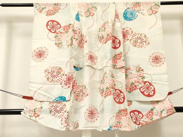 平和屋着物＊夏物 七五三 女の子 ３歳 祝着 三つ身 絽 源氏車花文 逸品 DABC5288ma