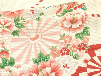 平和屋着物＊夏物 七五三 女の子 ３歳 祝着 三つ身 絽 源氏車花文 逸品 DABC5288ma