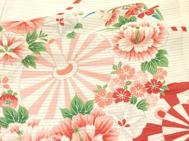 平和屋着物＊夏物 七五三 女の子 ３歳 祝着 三つ身 絽 源氏車花文 逸品 DABC5288ma