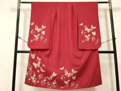 平和屋着物[]七五三　女の子　７歳　祝着　四つ身　花蝶文　金彩　DABC5290ma