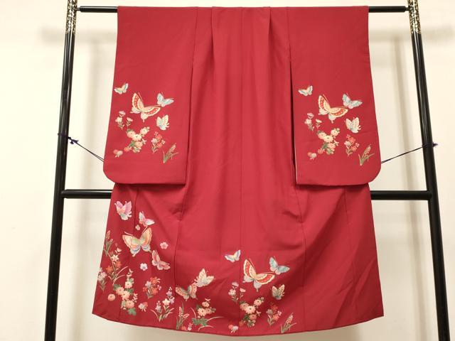 平和屋着物[]七五三 女の子 ７歳 祝着 四つ身 花蝶文 金彩 DABC5290ma