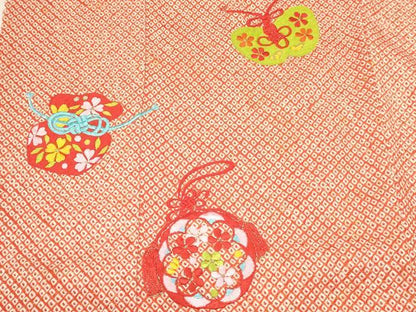 平和屋着物[]七五三　女の子　７歳　祝着　四つ身　刺繍　絞り　仕覆花文　金糸　逸品　DABC5292ma