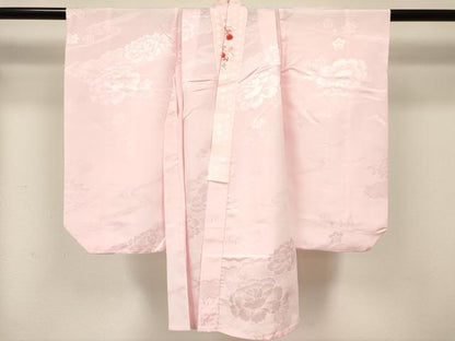 平和屋着物[]七五三　女の子　３歳　祝着　三つ身　長襦袢(無双仕立て・半衿刺繍)・被布セット　鞠花文　金彩　逸品　DABC5293ma