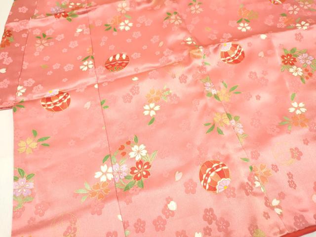 平和屋着物[]七五三　女の子　３歳　祝着　三つ身　長襦袢(無双仕立て・半衿刺繍)・被布セット　鞠花文　金彩　逸品　DABC5293ma