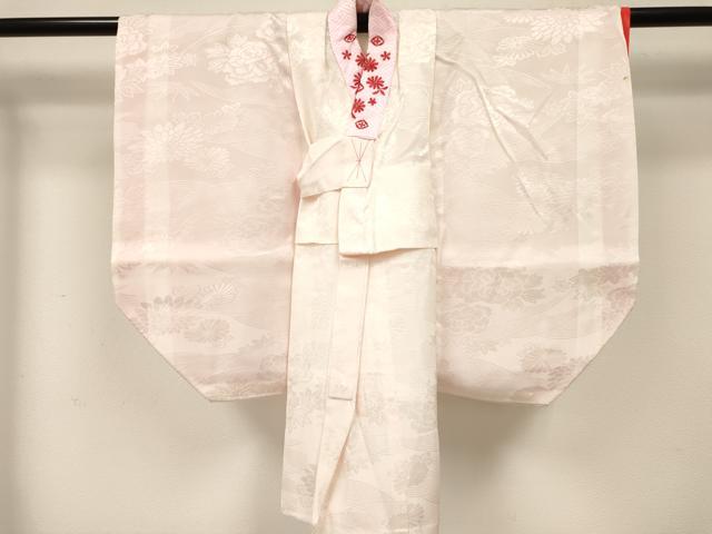 平和屋着物[]七五三　女の子　３歳　祝着　三つ身　長襦袢(袷・半衿刺繍)セット　花車文　暈し染め　金彩　逸品　DABC5296ma