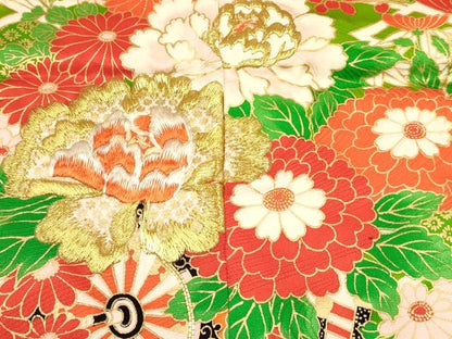 平和屋着物[]七五三　女の子　３歳　祝着　三つ身　長襦袢(無双仕立て・半衿刺繍)セット　駒刺繍　花車文　金彩　逸品　DABC5297ma