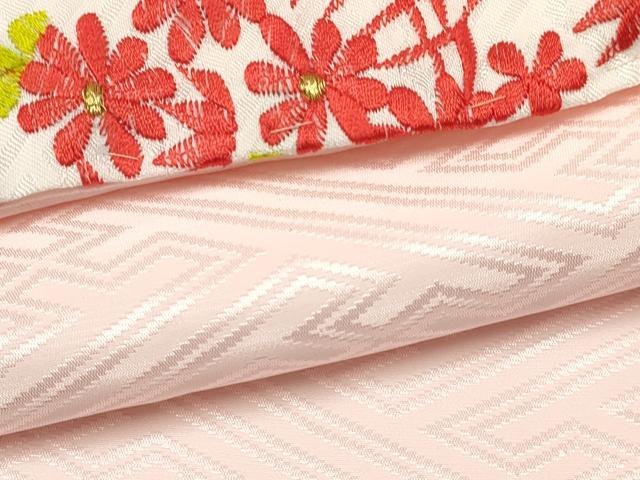 平和屋着物[]七五三　女の子　３歳　祝着　三つ身　長襦袢(無双仕立て・半衿刺繍)セット　駒刺繍　花車文　金彩　逸品　DABC5297ma