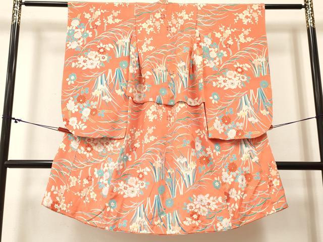 平和屋着物[]七五三 女の子 ７歳 祝着 四つ身 長襦袢(袷)セット 草花文 金彩 逸品 DABC5298ma