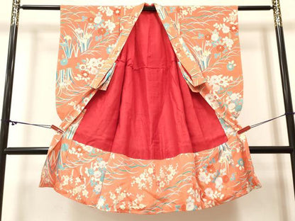 平和屋着物[]七五三　女の子　７歳　祝着　四つ身　長襦袢(袷)セット　草花文　金彩　逸品　DABC5298ma