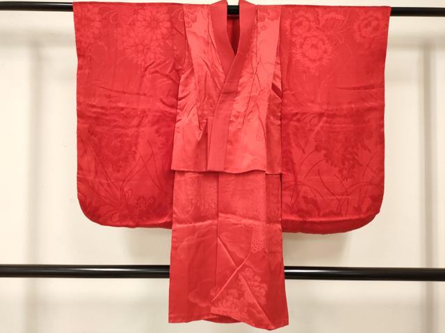 平和屋着物[]七五三　女の子　７歳　祝着　四つ身　長襦袢(袷)セット　草花文　金彩　逸品　DABC5298ma