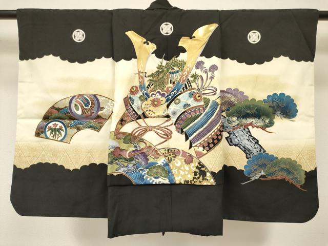 平和屋着物[]七五三　男の子　羽織　龍　兜　地紙重ね松文　暈し染め　金彩　逸品　DABC5299ma