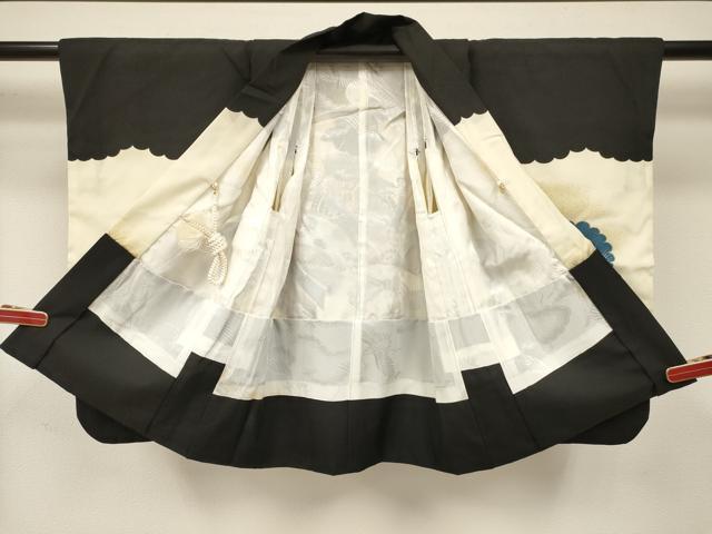 平和屋着物[]七五三　男の子　羽織　龍　兜　地紙重ね松文　暈し染め　金彩　逸品　DABC5299ma