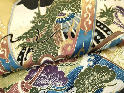 平和屋着物[]七五三　男の子　羽織　龍　兜　地紙重ね松文　暈し染め　金彩　逸品　DABC5299ma