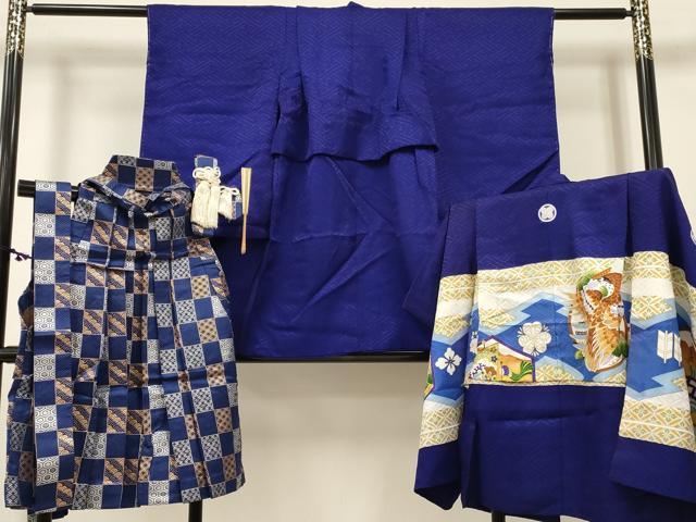 平和屋着物[]七五三　男の子　祝着・羽織・行灯袴・小物セット　鷹　鷲　風景松文　金彩　DABC5305ma