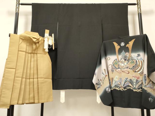平和屋着物[]七五三　男の子　祝着・羽織・行灯袴・小物セット　兜松文　暈し染め　逸品　DABC5307ma