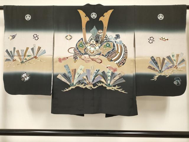 平和屋着物[]七五三　男の子　祝着・羽織・行灯袴・小物セット　兜松文　暈し染め　逸品　DABC5307ma