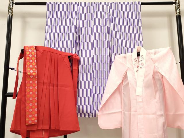 平和屋着物[]卒園式　女の子　子供　祝着・長襦袢(単衣・半衿刺繍)・行灯袴・帯セット　矢羽文　洗える着物　DABC5311ma