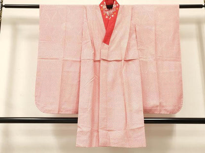 平和屋着物[]女の子 子供 長襦袢 無双仕立て 鹿の子文様 半衿刺繍 洗える着物 DABC5315ma