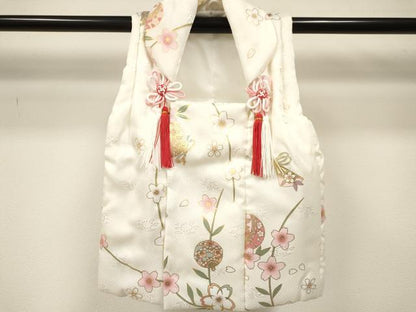 平和屋着物[]七五三 女の子 ３歳 祝着 三つ身 長襦袢(単衣)・被布・草履・小物セット 鈴花文 金彩 箱付き DABC5316ma
