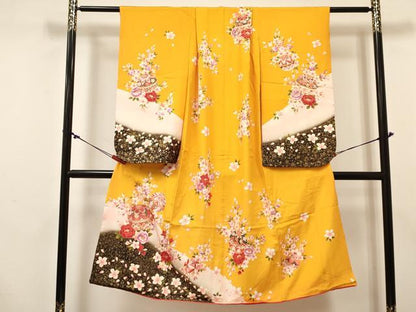 平和屋着物[]七五三　女の子　７歳　祝着　四つ身　長襦袢(単衣・半衿刺繍)セット　鞠花文　金彩　逸品　DABC5323ma