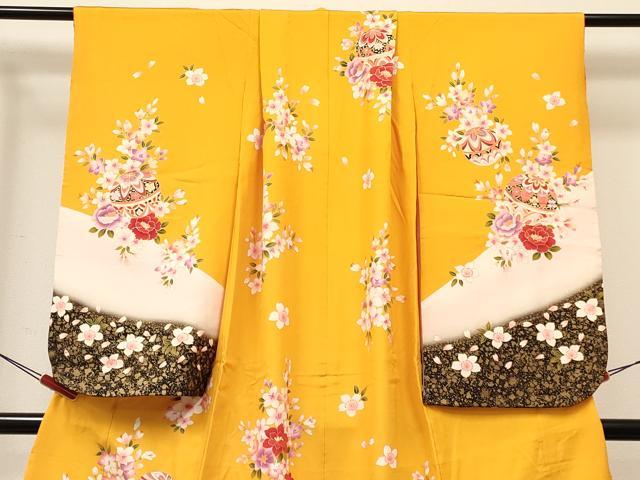 平和屋着物[]七五三　女の子　７歳　祝着　四つ身　長襦袢(単衣・半衿刺繍)セット　鞠花文　金彩　逸品　DABC5323ma