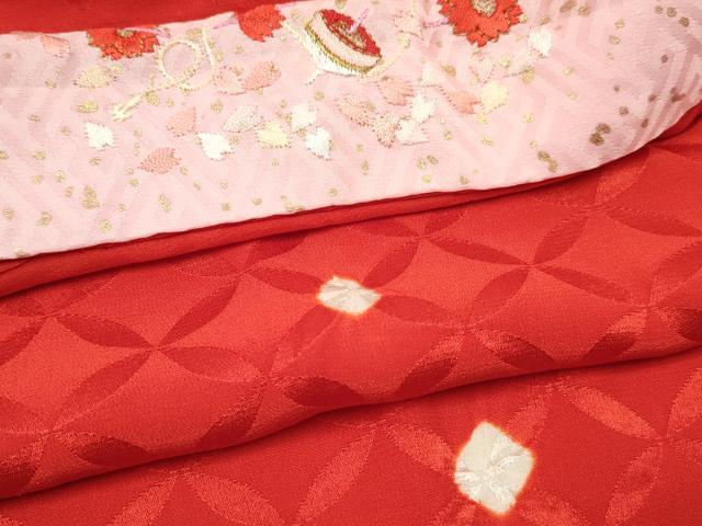 平和屋着物[]女の子　子供　長襦袢　無双仕立て　七宝文　半衿刺繍　逸品　DABC5325ma