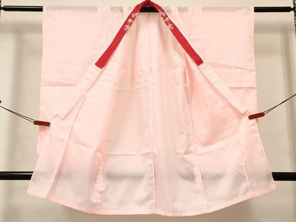 平和屋着物[]女の子 子供 長襦袢 単衣 鹿の子文様 半衿刺繍 洗える着物 DABC5327ma